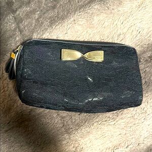 Victoria's Secret Black Cosmetic Case with Elegant Bow. EUC
